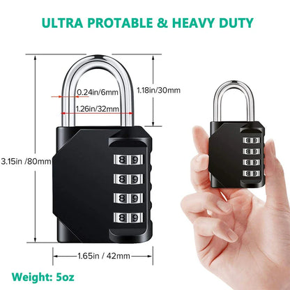 4-Digit Combination Lock – Waterproof and Heavy Duty Padlock for Outdoor and Indoor Use