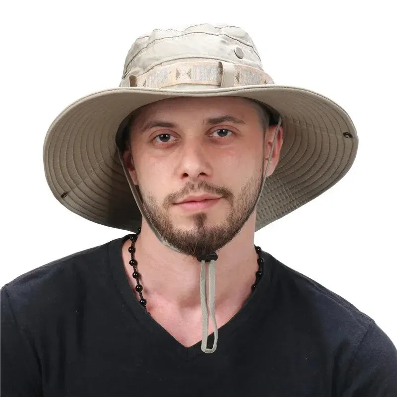 Men's Summer Bucket Hat – UV Protection Wide Brim Panama Hat for Outdoor Activities