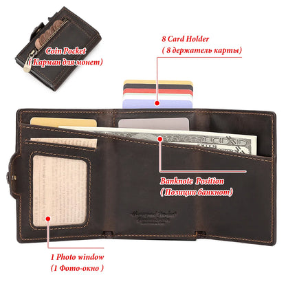 Genuine Leather RFID Blocking Pop-Out Smart Wallet – Luxury AirTag-Compatible Purse Set