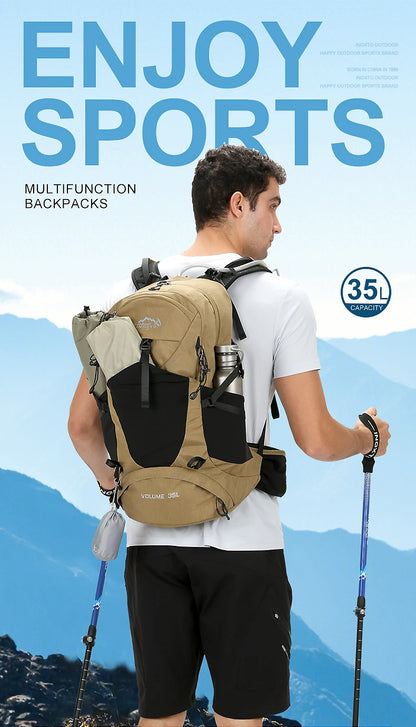 35L Mountaineering Backpack - Waterproof Outdoor Sports Bag for Men and Women, Ideal for Camping, Hiking, and Rain Protection