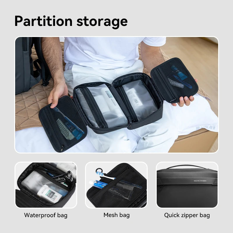 Men's Waterproof Travel Toiletry Bag – Dry/Wet Separation Business Trip Organizer