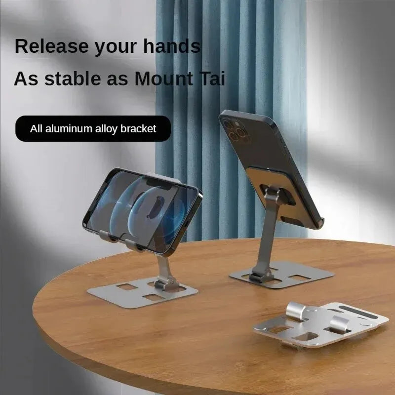 Universal Aluminum Alloy Portable Tablet and Phone Holder – Foldable and Adjustable Desk Stand