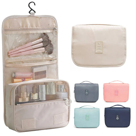 Waterproof Travel Makeup Bag with Hook – High-Quality Toiletries Organizer for Women