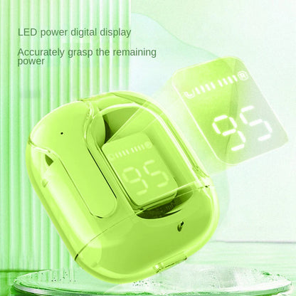 TWS Wireless Earphones with Transparent Design – Bluetooth 5.3 In-Ear Headset with ENC and LED Power Display