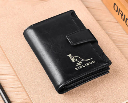 Men's RFID Blocking PU Leather Wallet - Compact Coin Purse & Zippered Business Card Holder