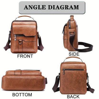 Men’s PU Leather Shoulder Bag for 9.7” iPad - Compact, Stylish, and Versatile Crossbody Bag
