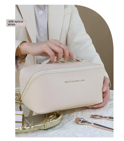 PU Leather Large-Capacity Cosmetic Bag – Waterproof Travel Makeup Storage Pouch
