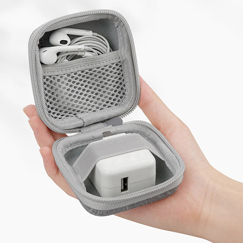 Portable Leather Earphone & Cable Organizer Bag – Multifunctional Digital Gadget Storage Case
