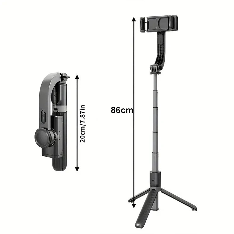 Handheld 1-Axis Gimbal Stabilizer with Selfie Stick & Tripod Stand - Wireless Bluetooth Remote for iPhone and Android