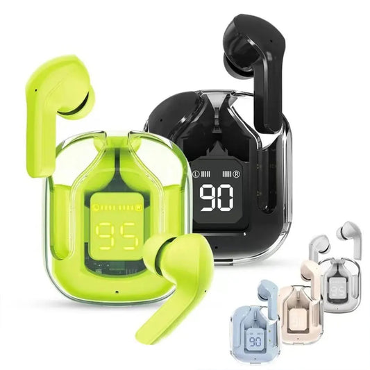 TWS Wireless Earphones with Transparent Design – Bluetooth 5.3 In-Ear Headset with ENC and LED Power Display