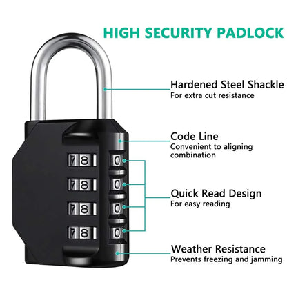 4-Digit Combination Lock – Waterproof and Heavy Duty Padlock for Outdoor and Indoor Use