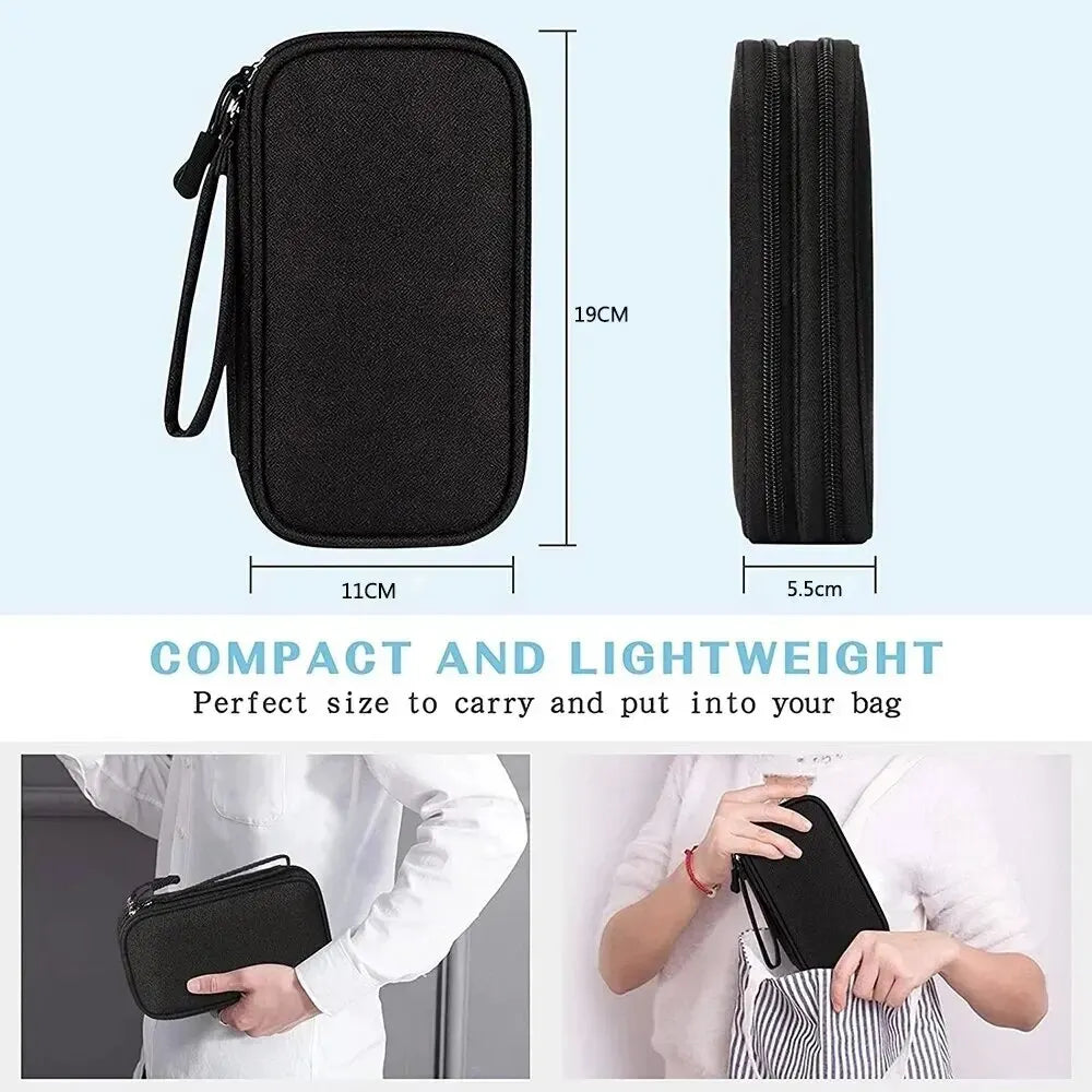 Portable Travel Organizer Bag – Waterproof Cable Storage Pouch with Double Layers
