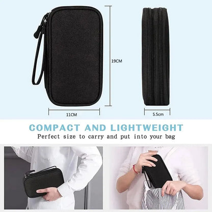 Portable Travel Organizer Bag – Waterproof Cable Storage Pouch with Double Layers
