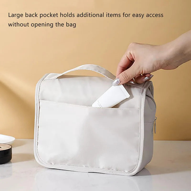 Waterproof Travel Makeup Bag with Hook – High-Quality Toiletries Organizer for Women