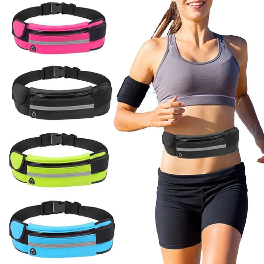 Slim Waterproof Sports Fanny Pack – Unisex Running Belt with Pockets for Hiking, Cycling, and Outdoor Activities