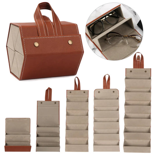 Portable Foldable Multi-Slot Glasses Organizer – Stylish and Practical Eyewear Storage for Travel