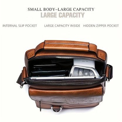 Men’s PU Leather Shoulder Bag for 9.7” iPad - Compact, Stylish, and Versatile Crossbody Bag