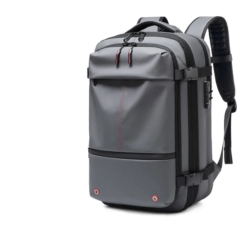 Travel Men's 17-Inch Laptop Backpack – Expandable Business and School Bag with Vacuum Compression and Large Capacity