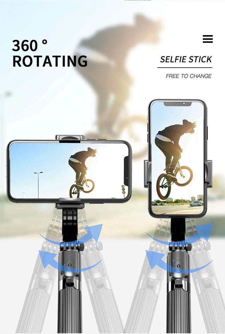 Handheld 1-Axis Gimbal Stabilizer with Selfie Stick & Tripod Stand - Wireless Bluetooth Remote for iPhone and Android