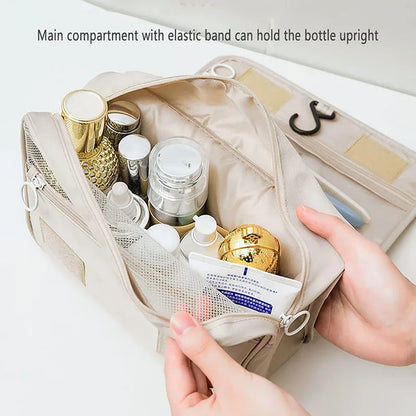 Waterproof Travel Makeup Bag with Hook – High-Quality Toiletries Organizer for Women