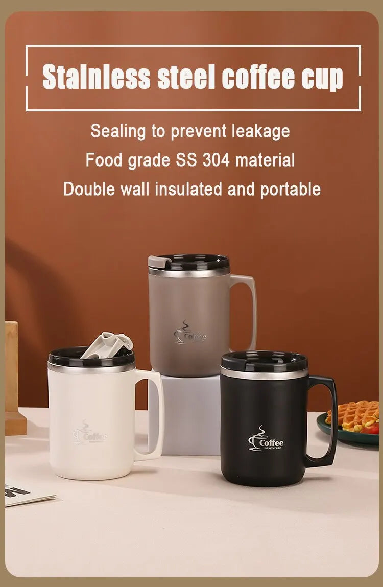 Stainless Steel Double-Wall Thermal Insulated Coffee Cup – Durable, Sleek, and Perfect for Hot or Cold Beverages