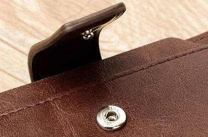 Men's RFID Blocking PU Leather Wallet - Compact Coin Purse & Zippered Business Card Holder