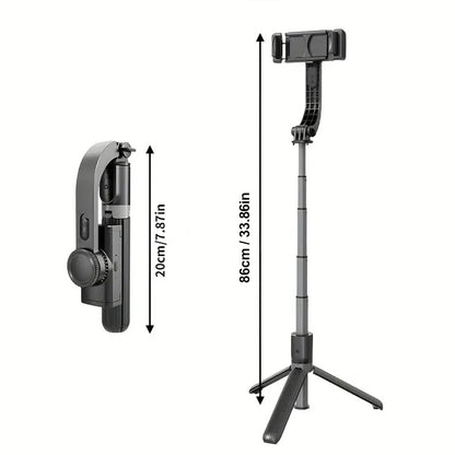Handheld 1-Axis Gimbal Stabilizer with Selfie Stick & Tripod Stand - Wireless Bluetooth Remote for iPhone and Android