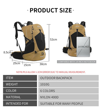 35L Mountaineering Backpack - Waterproof Outdoor Sports Bag for Men and Women, Ideal for Camping, Hiking, and Rain Protection