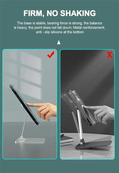 Universal Aluminum Alloy Portable Tablet and Phone Holder – Foldable and Adjustable Desk Stand