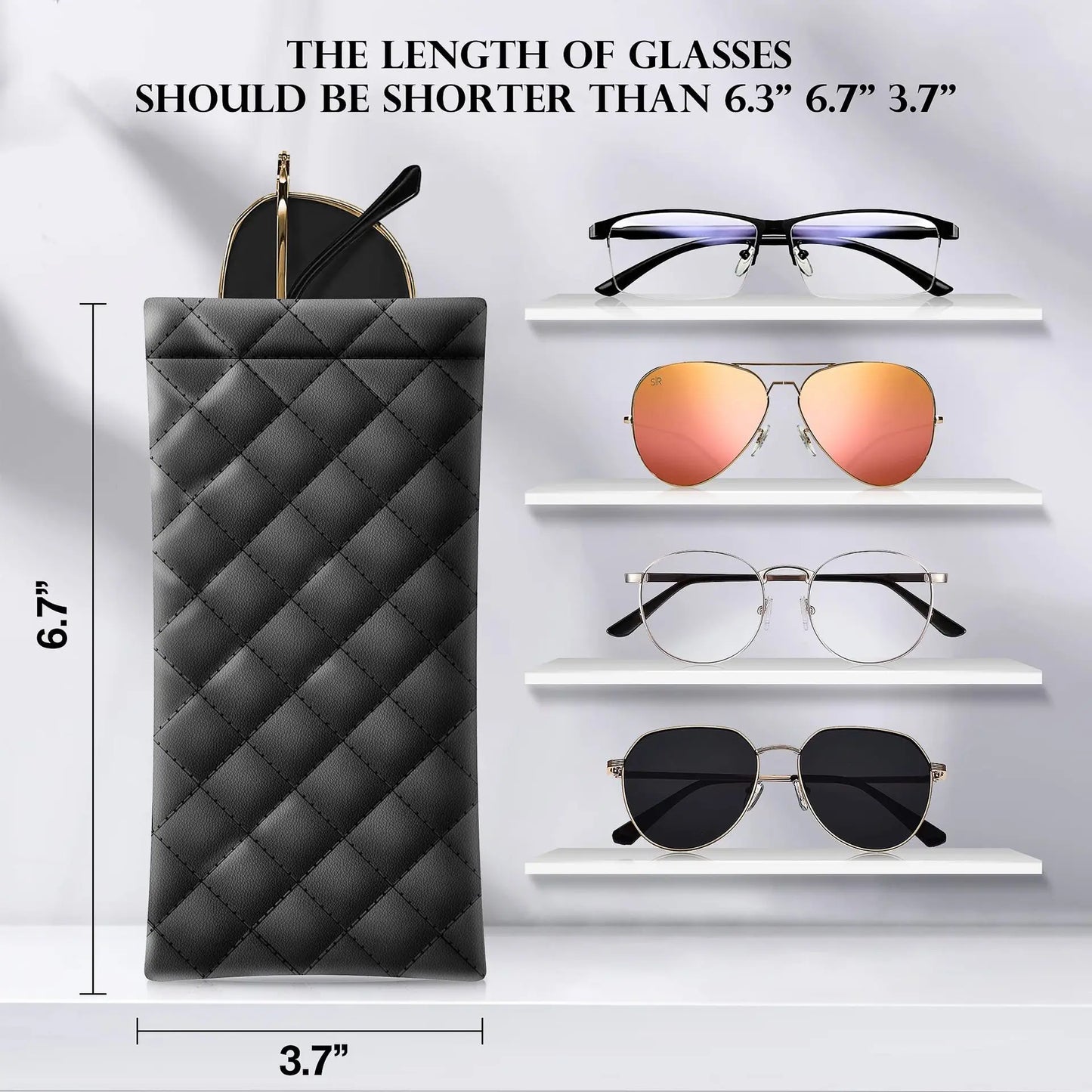 Double-Layer PU Leather Sunglasses Storage Bag – Waterproof High-End Portable Glasses Case
