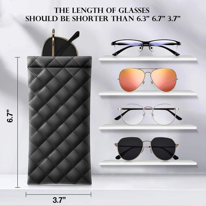 Double-Layer PU Leather Sunglasses Storage Bag – Waterproof High-End Portable Glasses Case