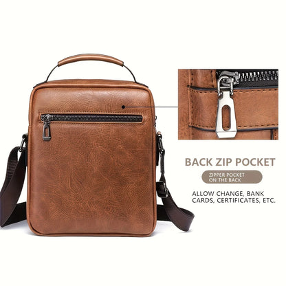 Men’s PU Leather Shoulder Bag for 9.7” iPad - Compact, Stylish, and Versatile Crossbody Bag
