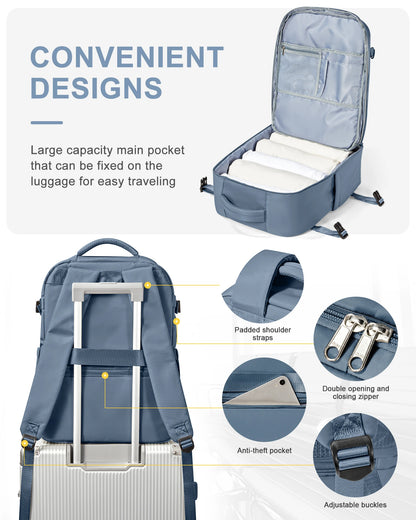 FLCC Large Capacity Travel Laptop Backpack for Women and Men - Airline-Approved Cabin Backpack for EasyJet and Ryanair