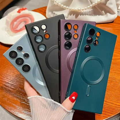 Luxury Wireless Charging Soft Silicone Case for Samsung Galaxy S22 S21 S23 S24 Ultra Plus Fe - Matte Shockproof Cover