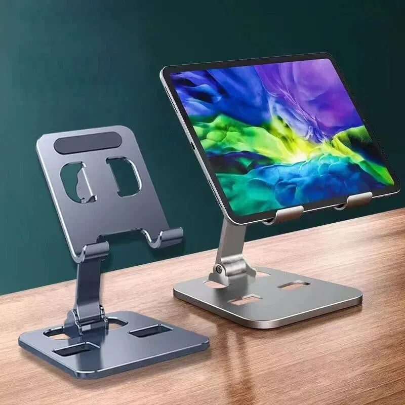 Universal Aluminum Alloy Portable Tablet and Phone Holder – Foldable and Adjustable Desk Stand
