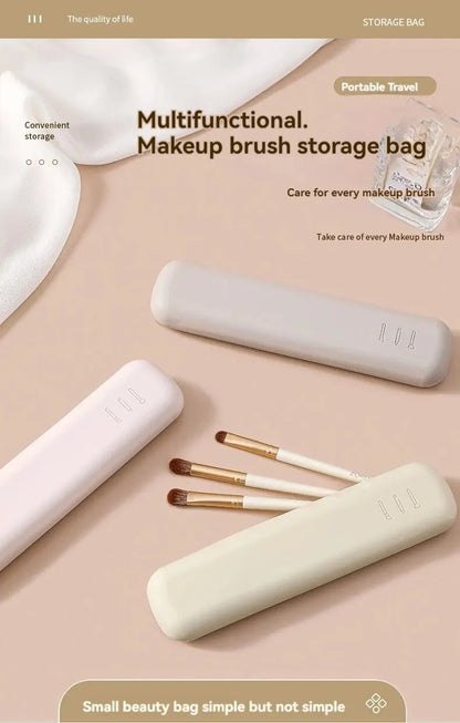 Silicone Makeup Brush & Brow Pencil Case – Dust-Proof, Portable Travel Storage Bag