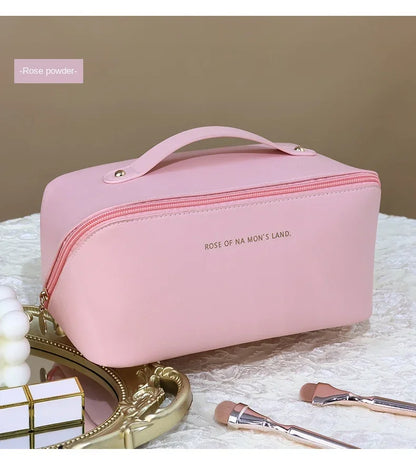 PU Leather Large-Capacity Cosmetic Bag – Waterproof Travel Makeup Storage Pouch
