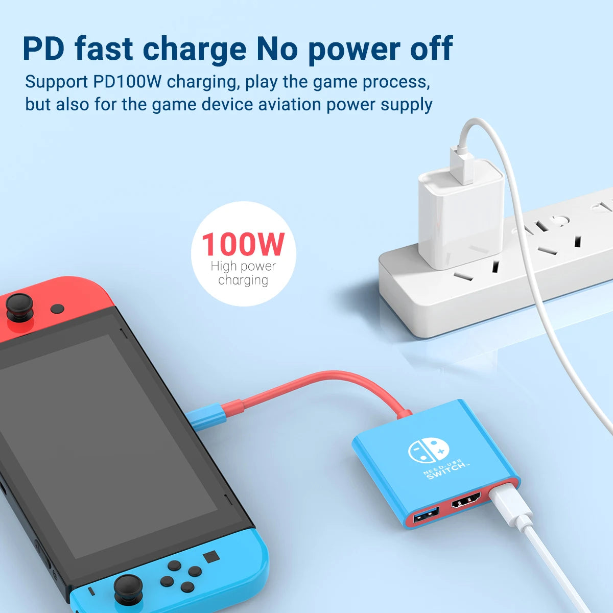 Portable Nintendo Switch Docking Station - 3-in-1 USB-C Hub with HDMI and USB 3.0 for Travel and Gaming