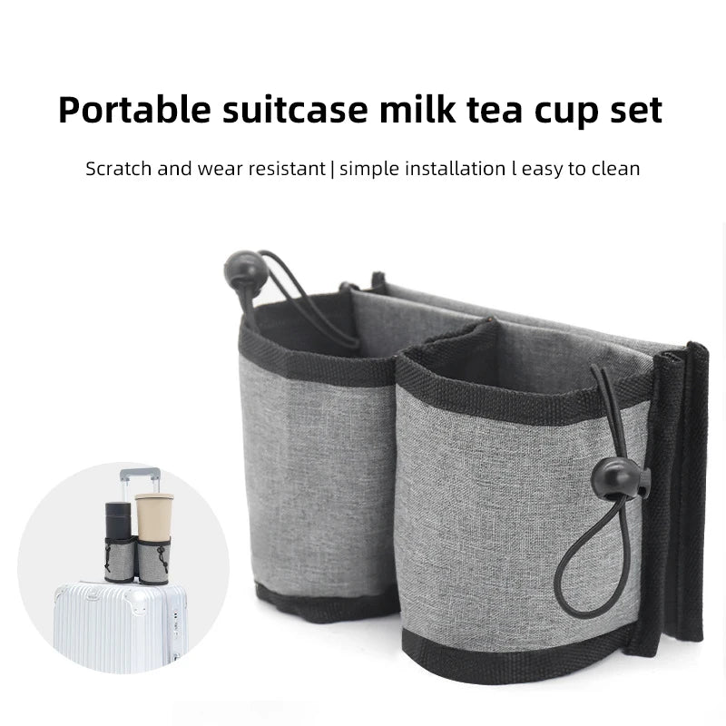 Luggage Travel Cup Holder - Hands-Free, Durable Drink Bottle Bag for All Suitcase Handles