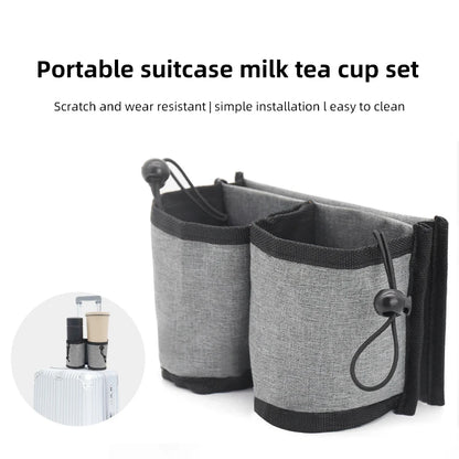Luggage Travel Cup Holder - Hands-Free, Durable Drink Bottle Bag for All Suitcase Handles