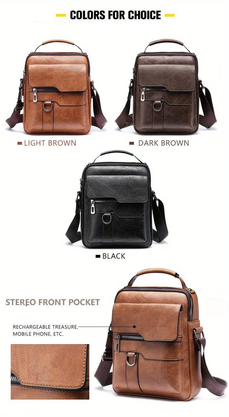 Men’s PU Leather Shoulder Bag for 9.7” iPad - Compact, Stylish, and Versatile Crossbody Bag