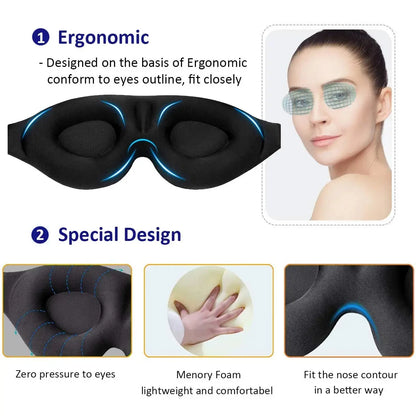 Eye Mask for Sleeping & Travel with 3D Contoured Design – Block Out Light and Enhance Sleep Quality