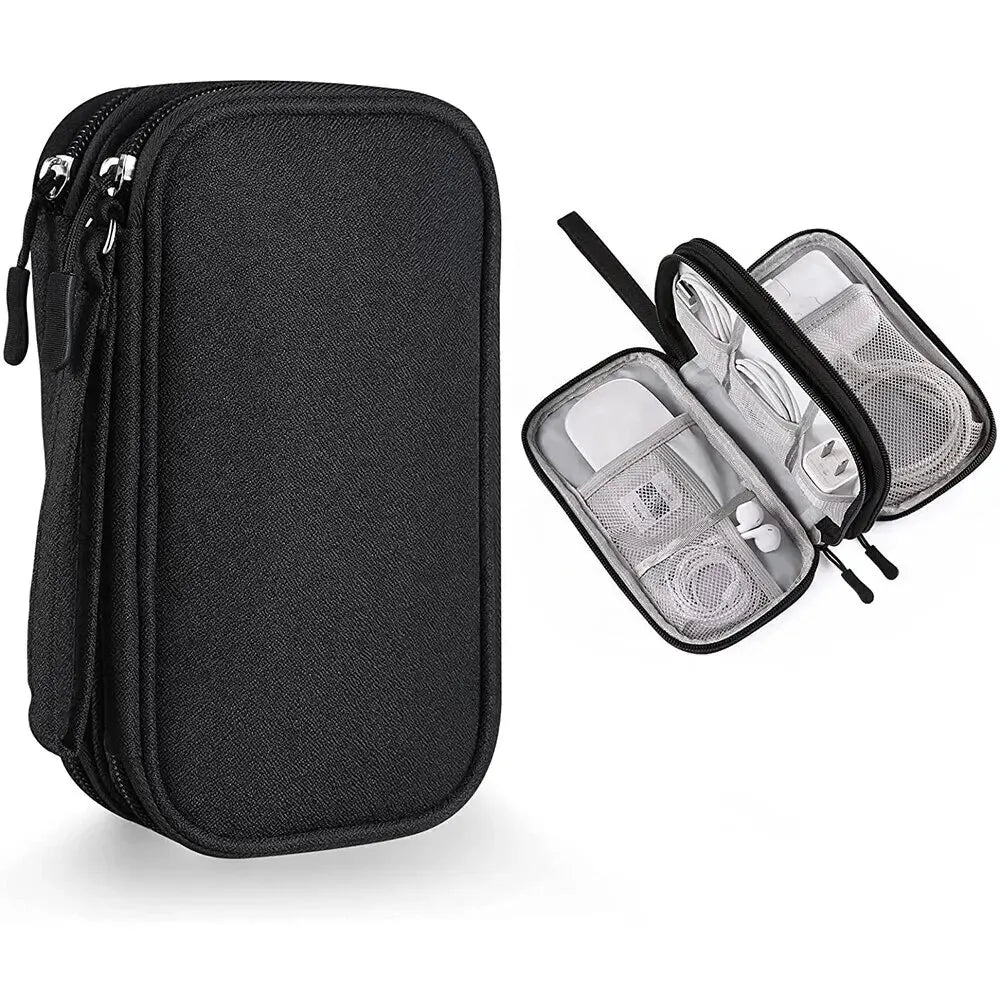 Portable Travel Organizer Bag – Waterproof Cable Storage Pouch with Double Layers