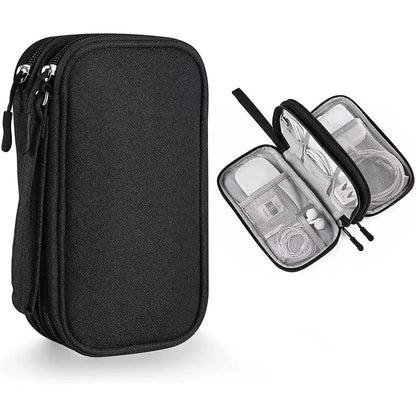 Portable Travel Organizer Bag – Waterproof Cable Storage Pouch with Double Layers