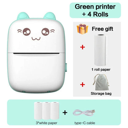 Mini Thermal Printer Wireless BT 200Dpi Label Photo Memo Wrong Question Printing Tag Bluetooth Printer USB Cable Portable