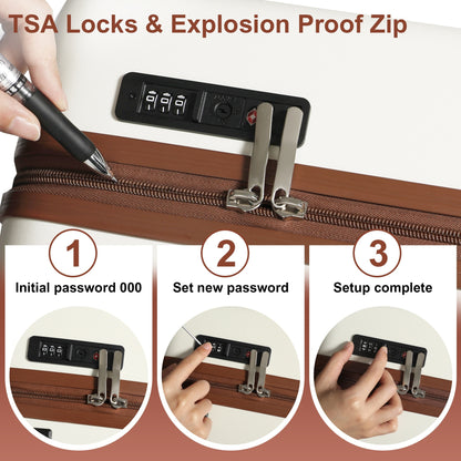 2 Pcs Luggage Set – Carry-On Hardshell Suitcase with TSA Lock, USB Port, and Spinner Wheels
