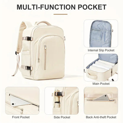 FLCC Large Capacity Travel Laptop Backpack for Women and Men - Airline-Approved Cabin Backpack for EasyJet and Ryanair